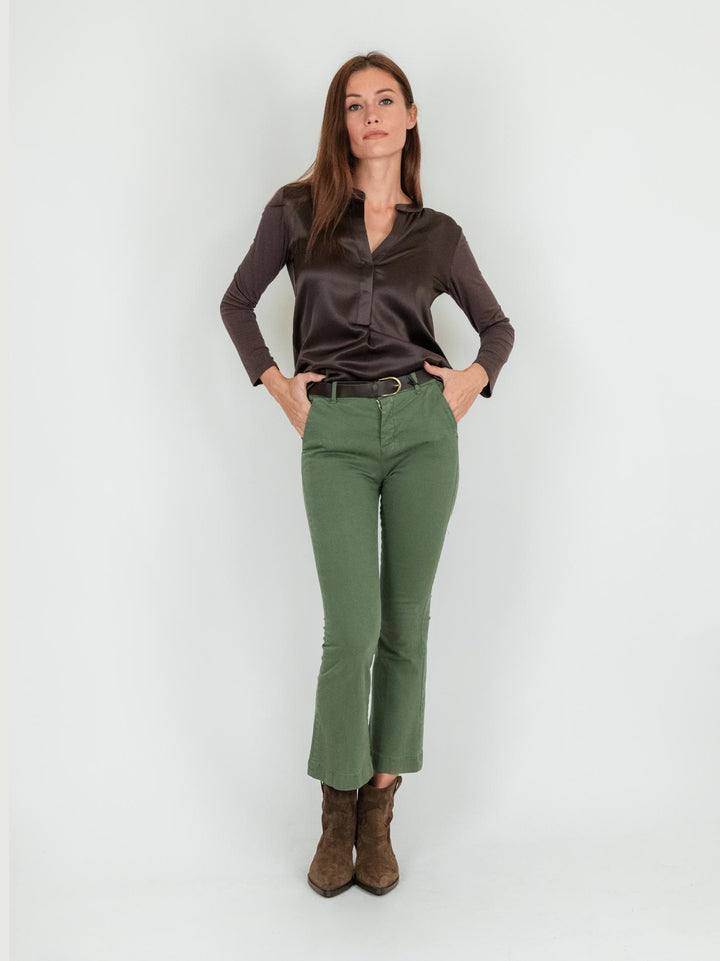 PANTALONE A TROMBETTA in cotone color verde salvia 824JA SALVIA ANDREA MORANDO 