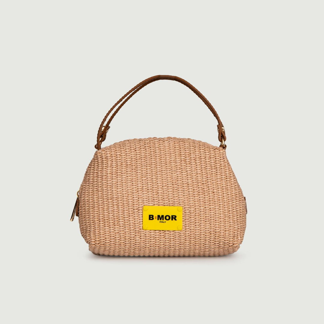 BORSA IN RAFIA CON INSERTI IN PELLE "CUTIE" CUTIE RAFIA BIMOR 