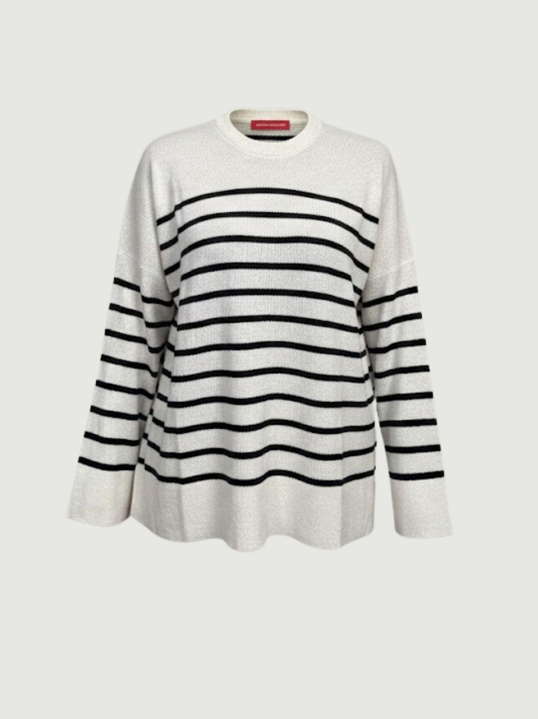 Maglia in lana bianca a righe nere 14284M NATURALE-NERO ANDREA MORANDO 