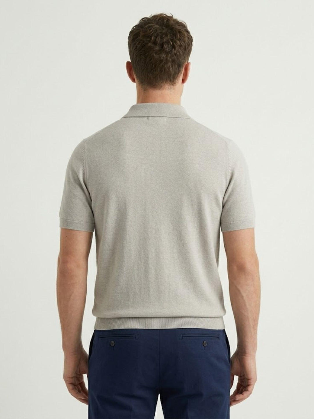 Polo in cotone extrafine grigio chiaro 5048126 102 ANDREA MORANDO 