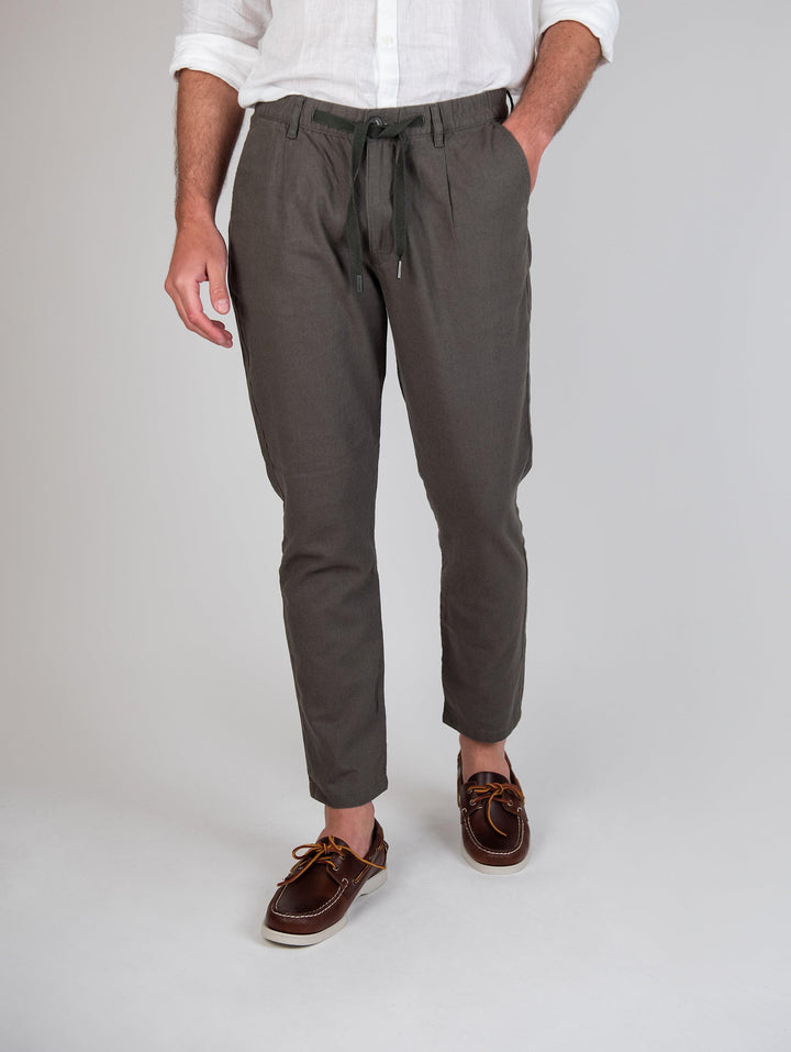 PANTALONE IN LINO E COTONE CON COULISSE