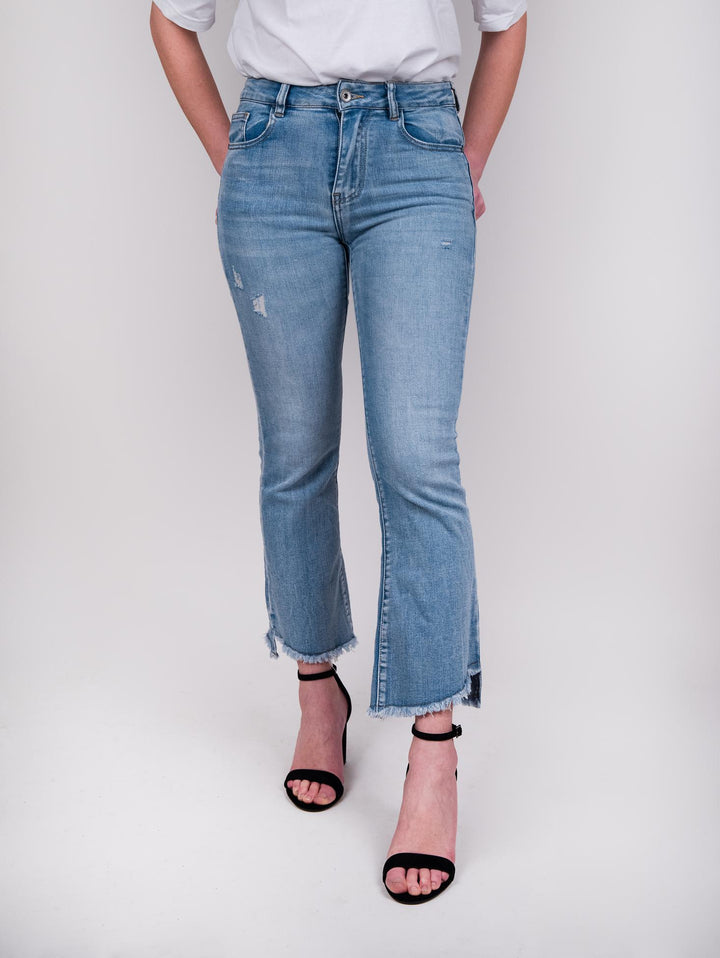 Jeans elasticizzato con spacco laterale 6826/26 DENIM CHIARO ANDREA MORANDO 
