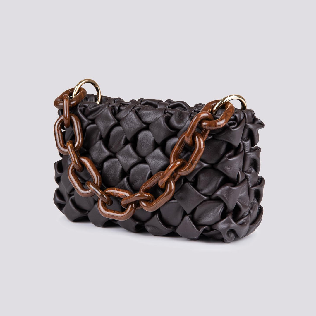 Borsa Curly In Pelle Intrecciata Testa moro CURLY T MORO BIMOR 