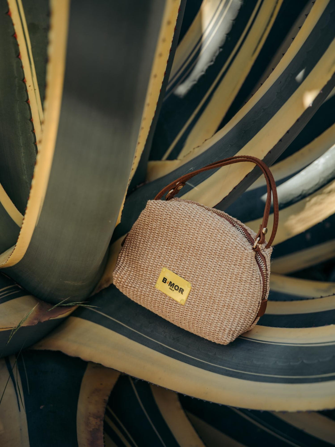 BORSA IN RAFIA CON INSERTI IN PELLE "CUTIE" CUTIE RAFIA BIMOR 