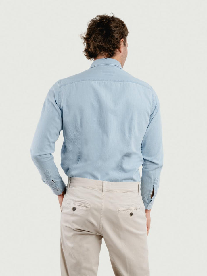 Camicia in cotone denim chiaro slim 702/SLIM 1 ANDREA MORANDO 
