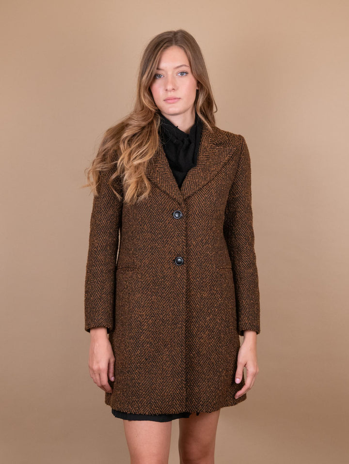 CAPPOTTO SPIGATO MARRONE E NERO