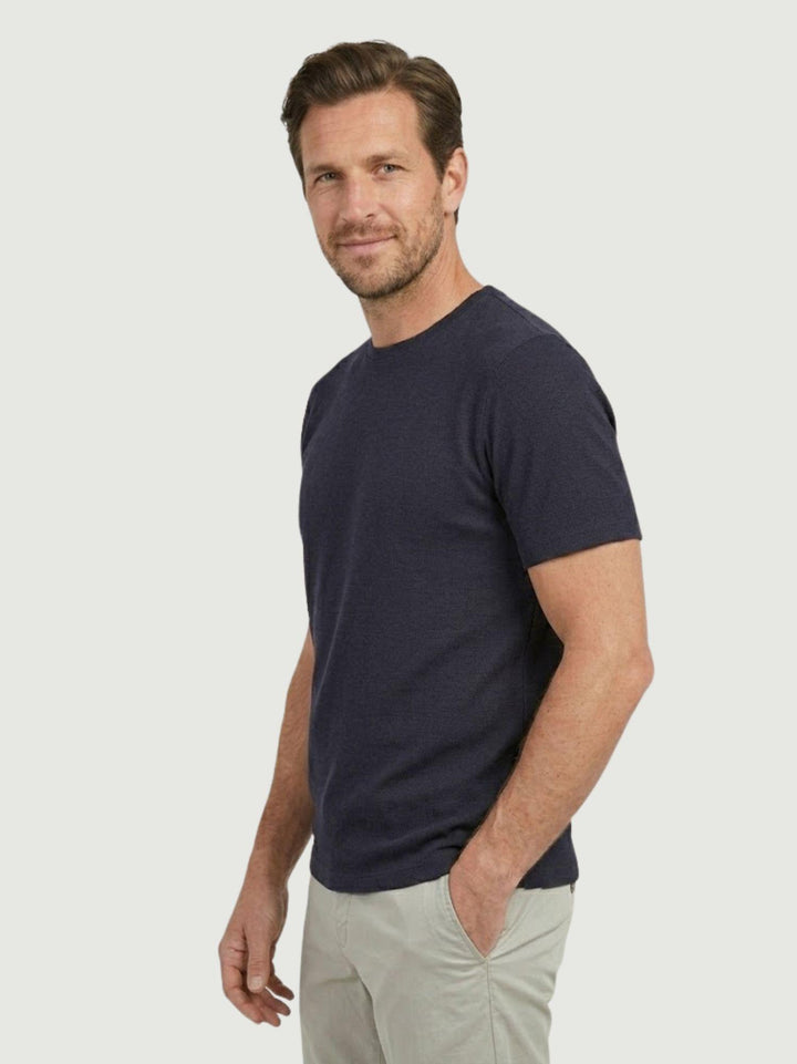 T-shirt girocollo in misto lino navy 6TS035875U NAVY ANDREA MORANDO 