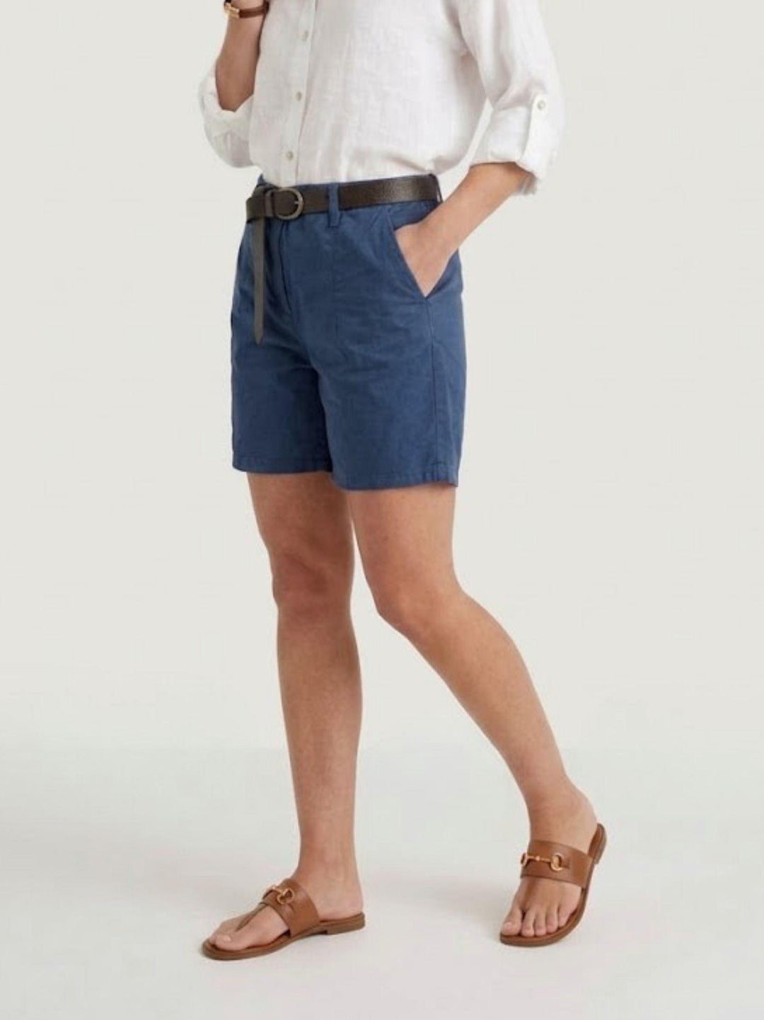 Bermuda in cotone blu con cintura 81007CG DENIM ANDREA MORANDO 