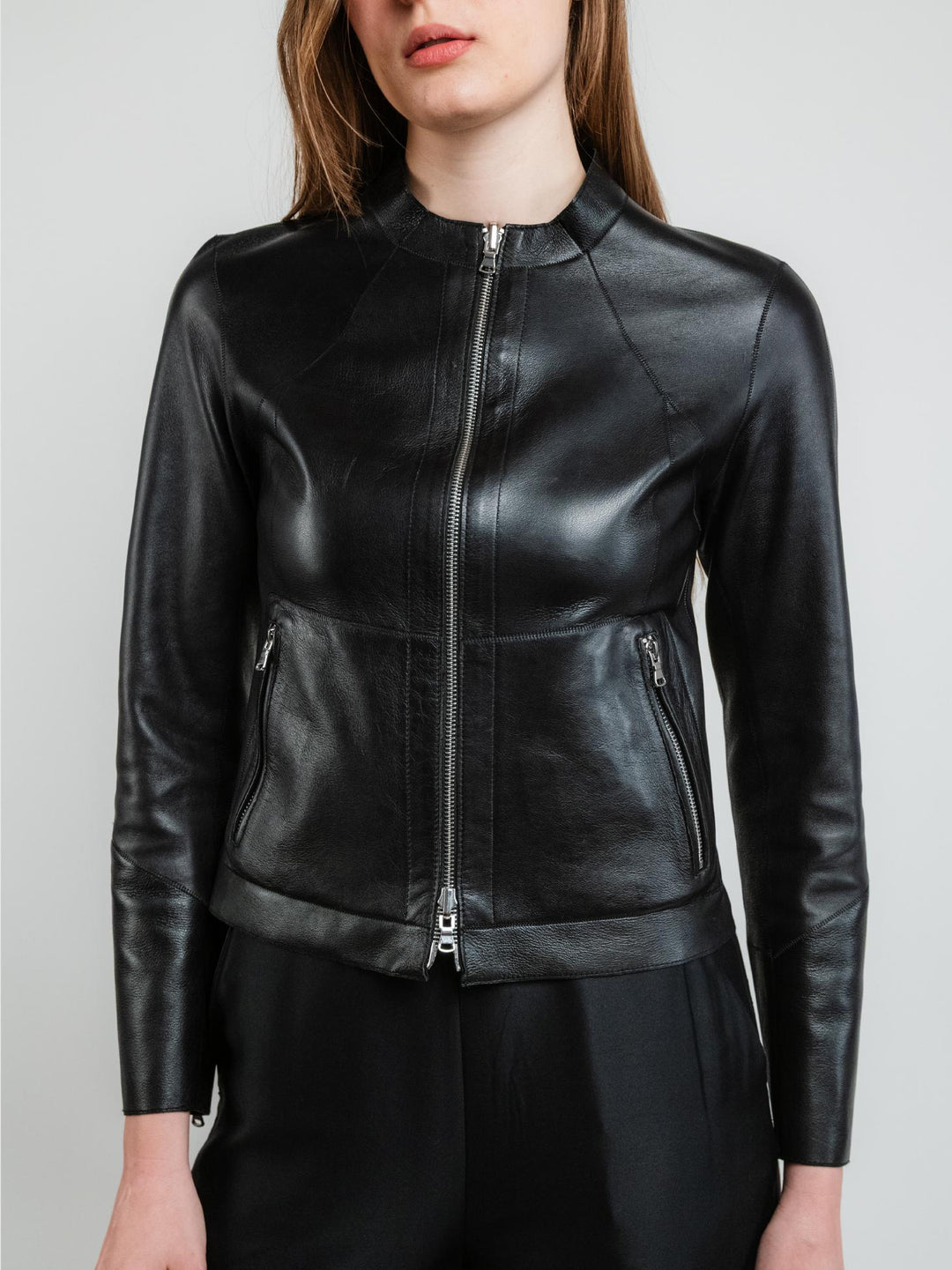 Giacca Napa in pelle nera