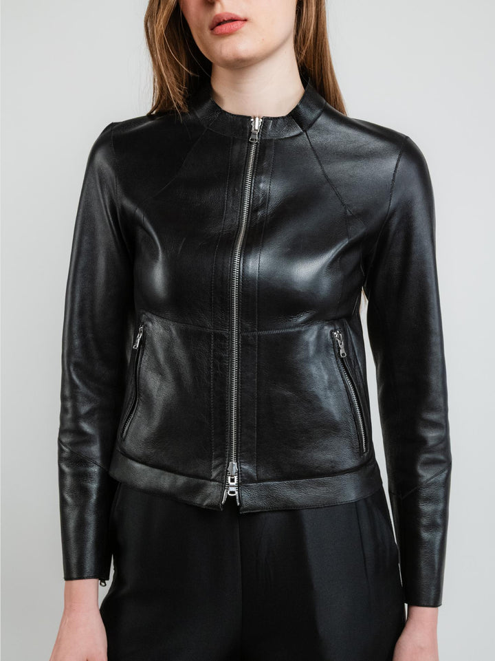 Giacca Napa in pelle nera