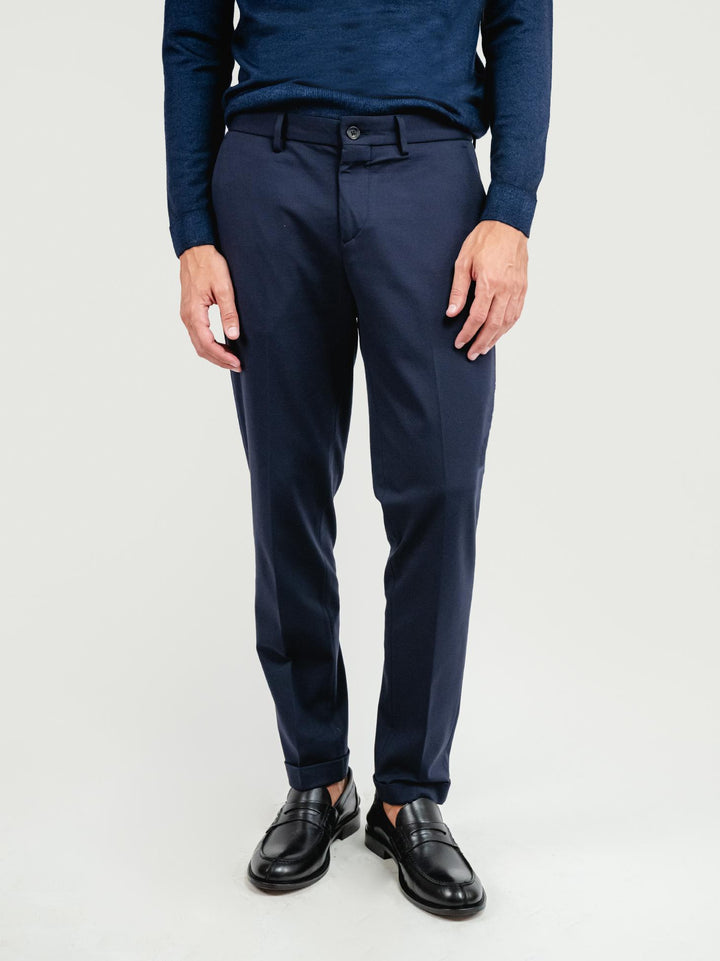 PANTALONE CLASSICO IN JERSEY BLU NAVY P003 174 ANDREA MORANDO 