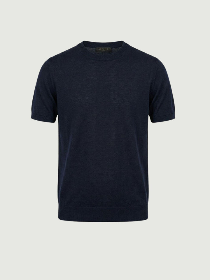 T-shirt girocollo in tencel navy 9-LY0014 7000 ANDREA MORANDO 
