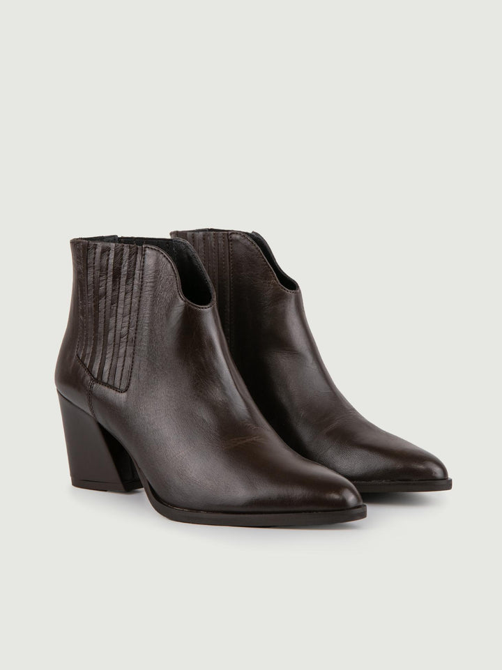 STIVALETTO TEXANO IN PELLE TESTA MORO CON SCOLLO 7348/42 T MORO ANDREA MORANDO 