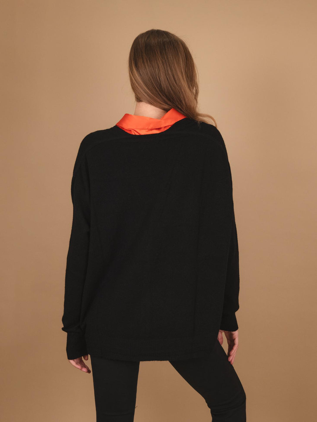 CARDIGAN OVER CON BOTTONI IN MADREPERLA NERO 0220/31 010 BIMOR 