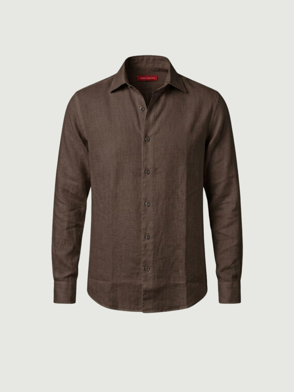 camicia in lino cioccolato 9432900 679 ANDREA MORANDO 