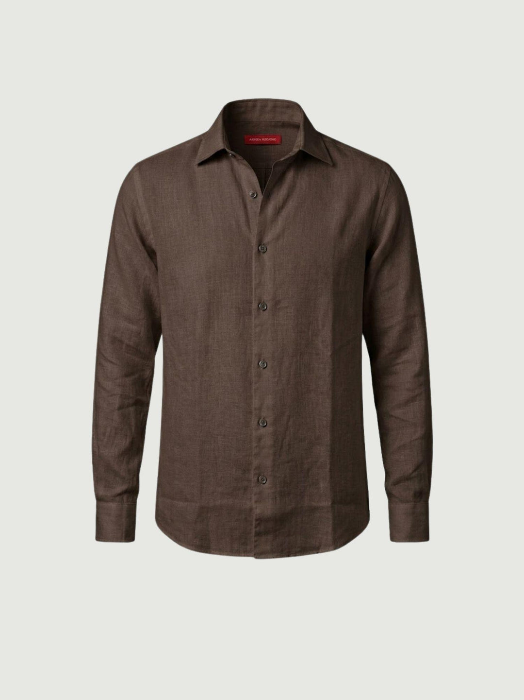 camicia in lino cioccolato 9432900 679 ANDREA MORANDO 