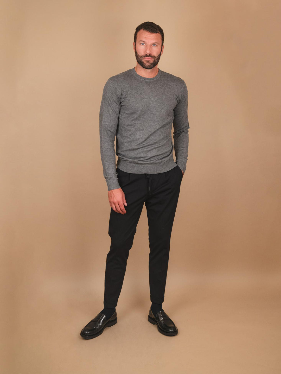 PANTALONE CON COULISSE ELASTICIZZATO NERO OF1CT00P001 101 ANDREA MORANDO 