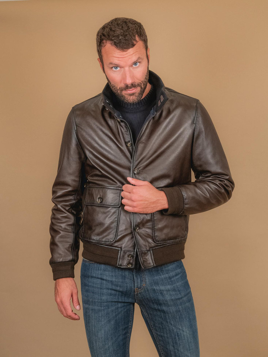 GIUBBOTTO IMBOTTITO IN PELLE MARRONE REVERSIBILE ARCR 06 JACK LEATHER 