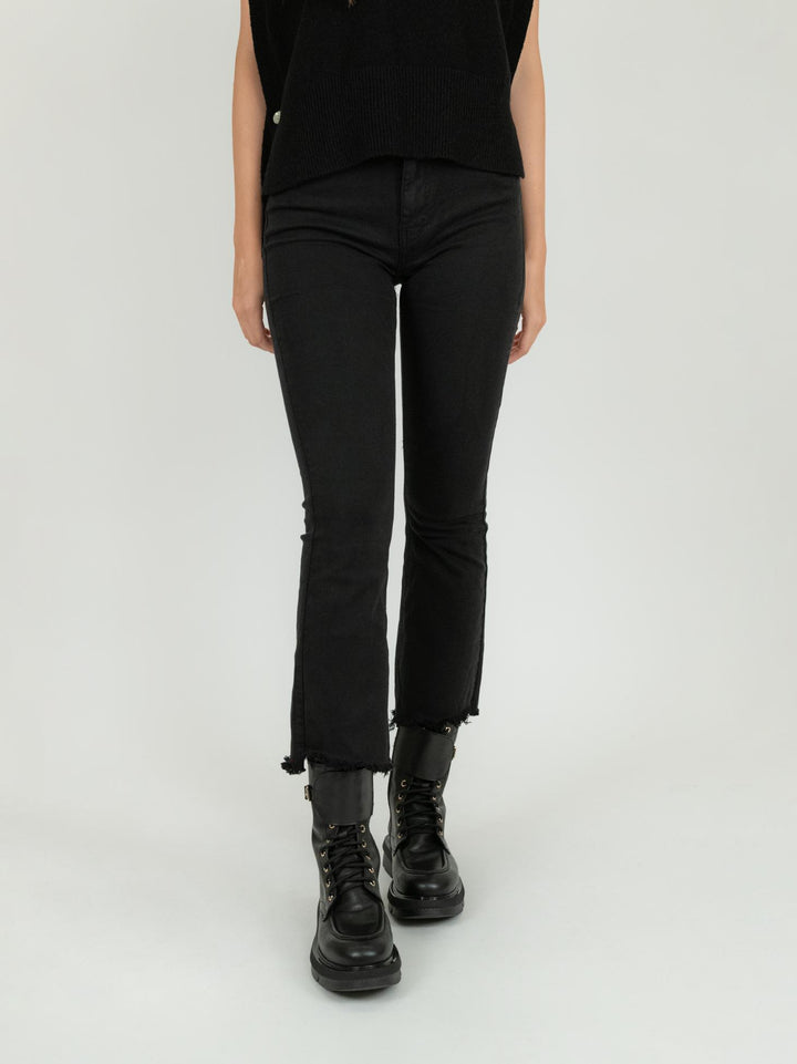 PANTALONE 5 TASCHE SFRANGIATO NERO 6826/26 NERO ANDREA MORANDO 