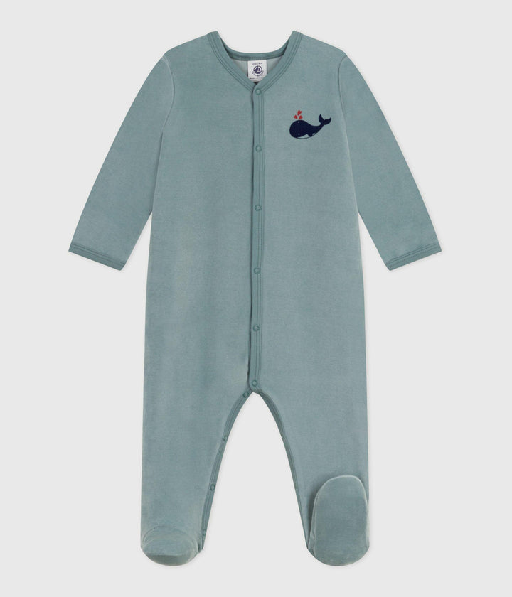 Pigiama in ciniglia tinta unita neonato A0E2P 01 PETIT BATEAU 