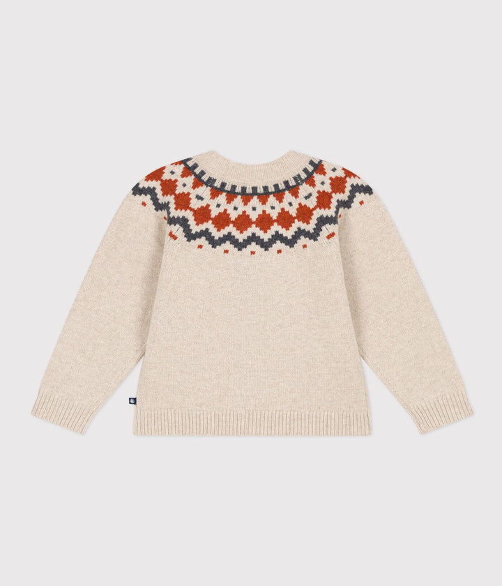 CARDIGAN JACQUARD LANA E COTONE BAMBINA A081P 01 PETIT BATEAU 