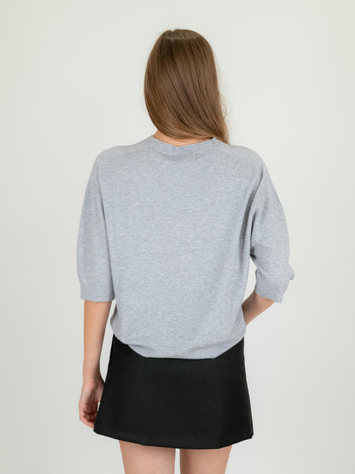MAGLIA CON MANICHE A 3/4 GRIGIO PERLA 0520/104 0020 BIMOR 