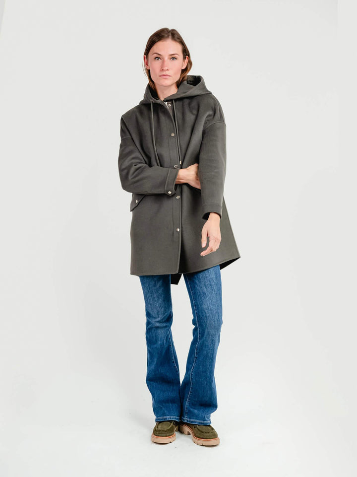 CAPPOTTO PARKA MICHELLE IN LANA VERDE MICHELLE GREEN ANDREA MORANDO 