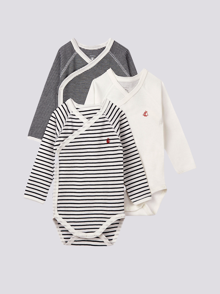 TRIO DI BODY NASCITA MANICA LUNGA BEBÈ 54219 00 PETIT BATEAU 