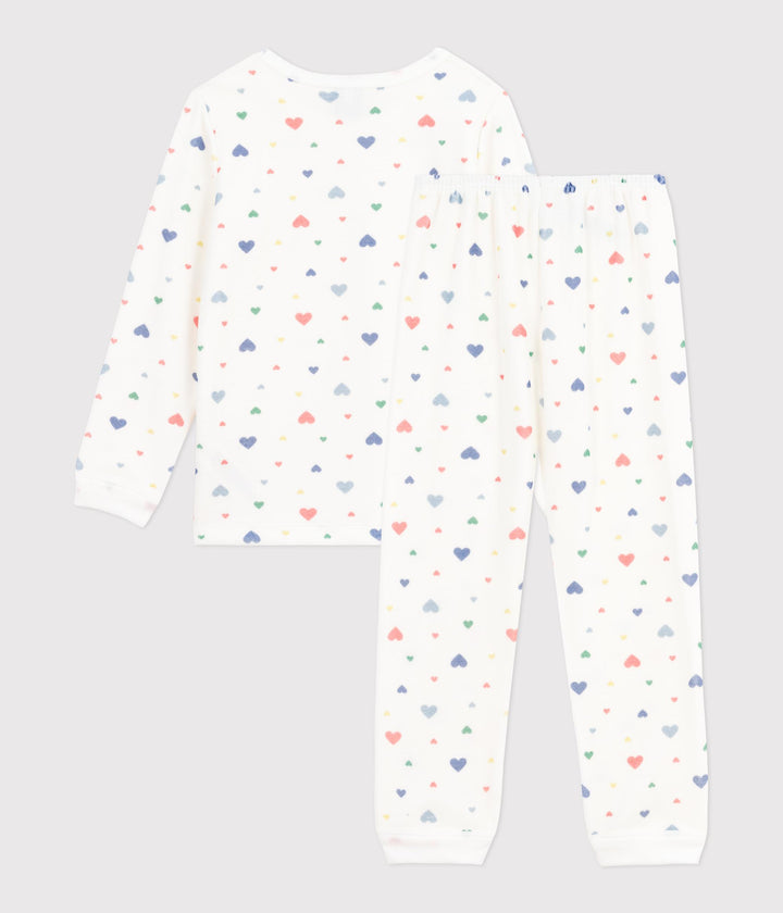 Pigiama in ciniglia con stampa a cuori bambina A0DRV 01 PETIT BATEAU 