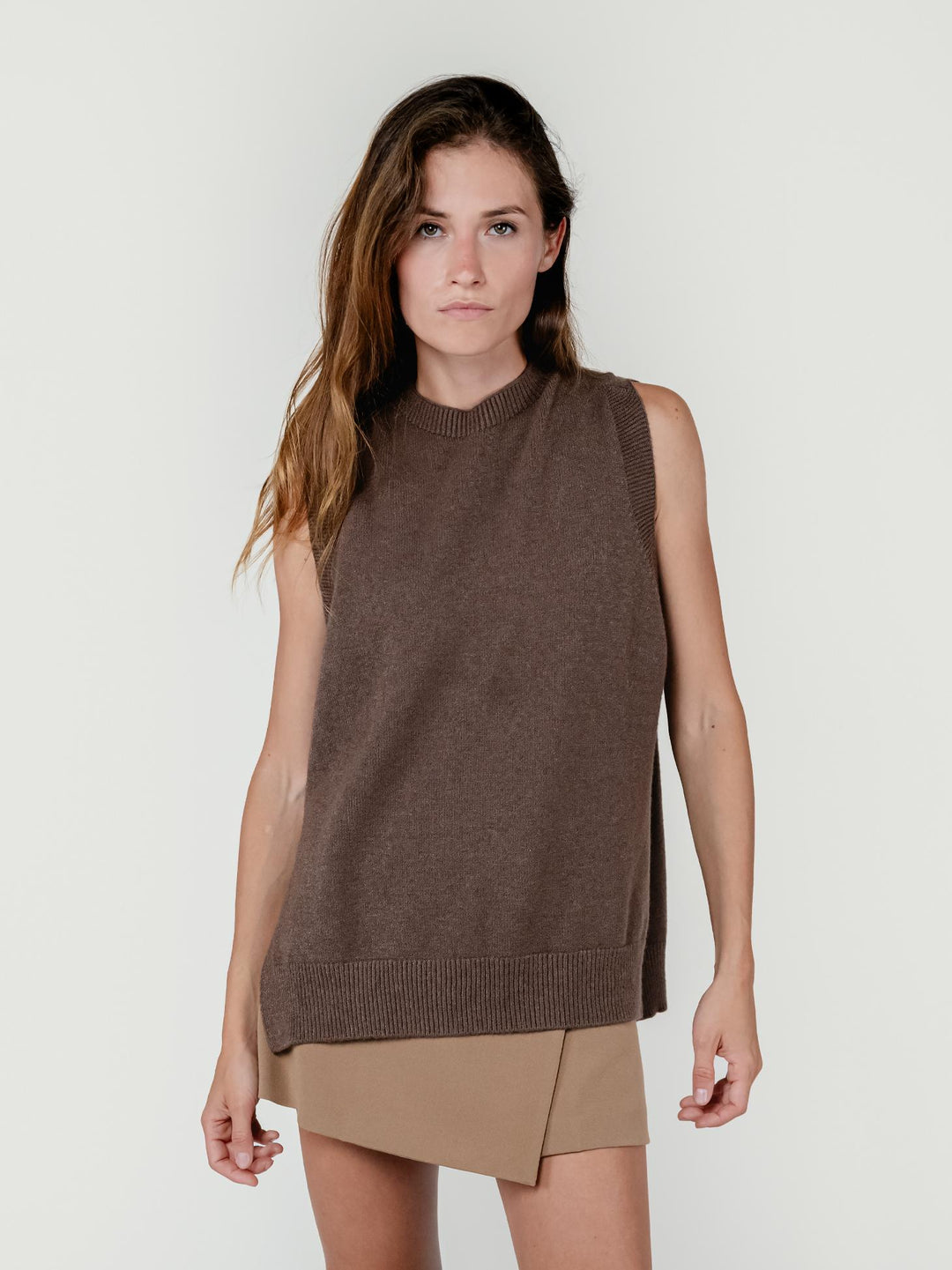 GILET LUNGO IN MAGLIA TABACCO 0570190 0930 BIMOR 