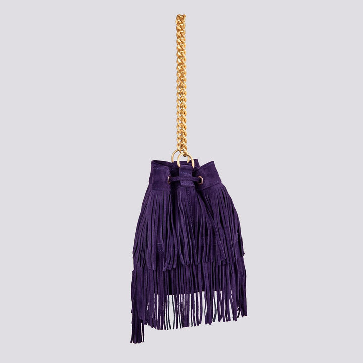 BORSA A SECCHIELLO CON FRANGE IN CAMOSCIO viola "WILD" WILD VIOLA BIMOR 