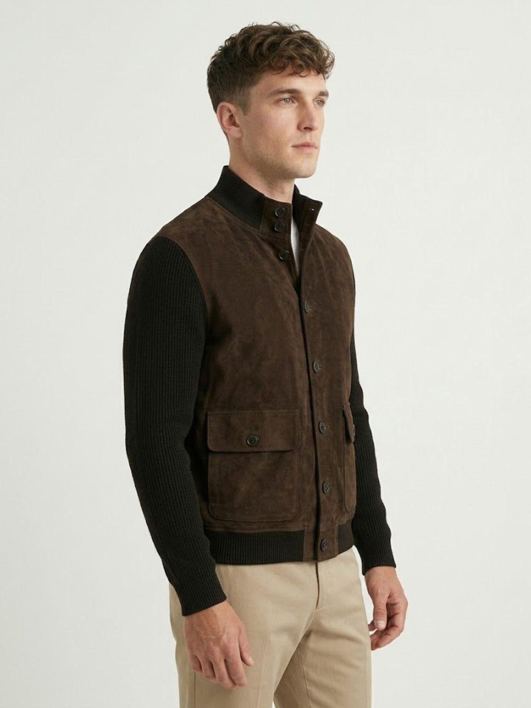 Giacca Riverside Knit in camoscio e maglia testa di moro RIVERSIDE 664 JACK LEATHER 