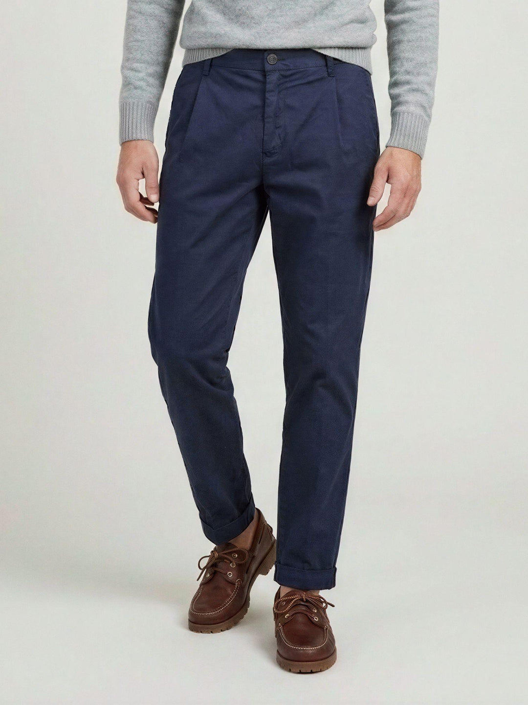 Pantalone con pinces in cotone blu 7676GB BLU ANDREA MORANDO 