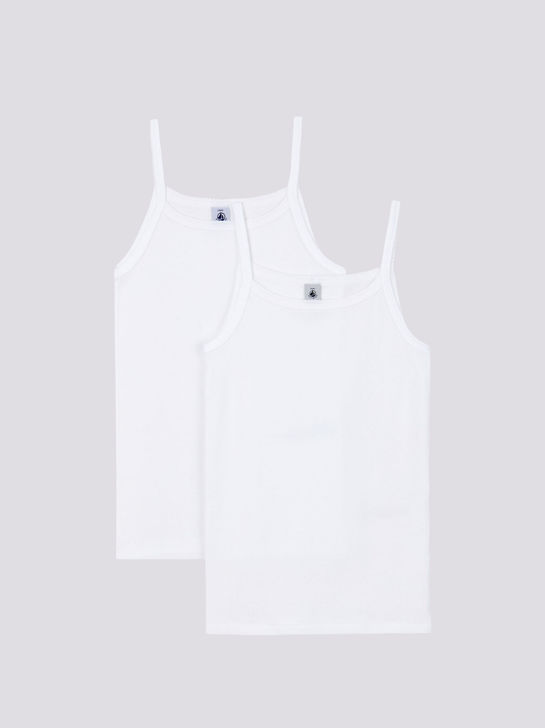 CONFEZIONE DA 2 CANOTTIERE CON SPALLINE BIANCHE RAGAZZA A01FP 00 PETIT BATEAU 