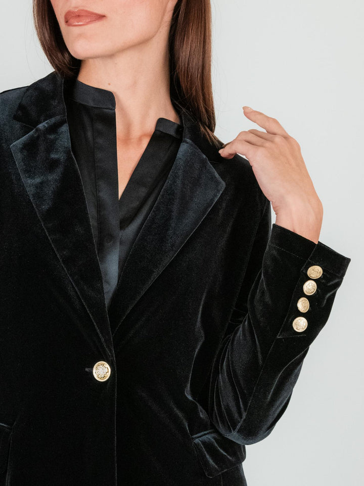 BLAZER NERO IN VELLUTO LISCIO 245C1000 029 ANDREA MORANDO 