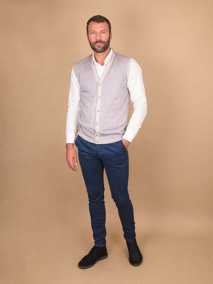 GILET SMANICATO GRIGIO IN LANA MERINO 0003 16 FIESOLI DANIELE 