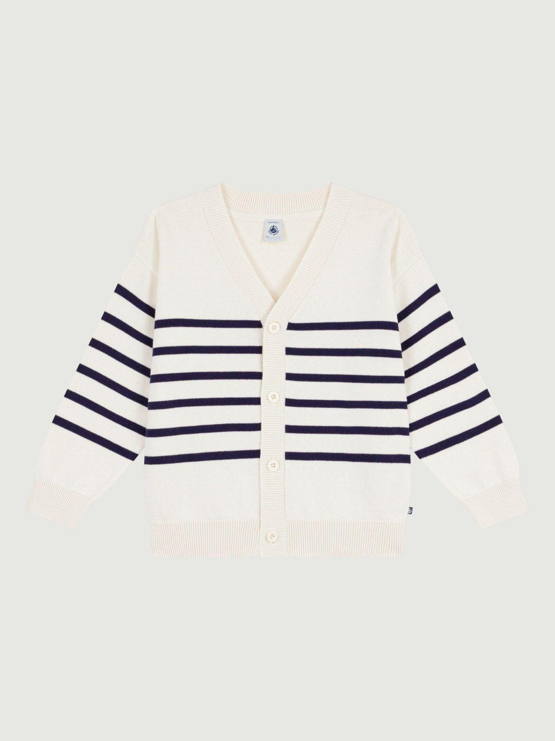 Cardigan marinière scollo a V in cotone A0F0F 01 PETIT BATEAU 