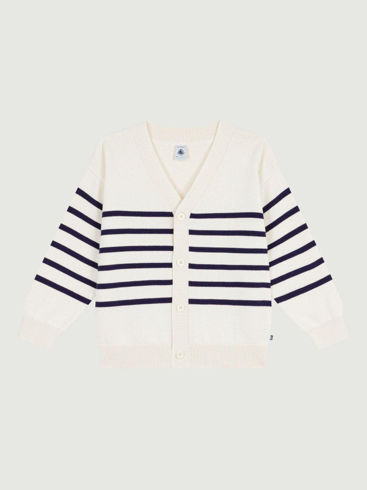 Cardigan marinière scollo a V in cotone A0F0F 01 PETIT BATEAU 