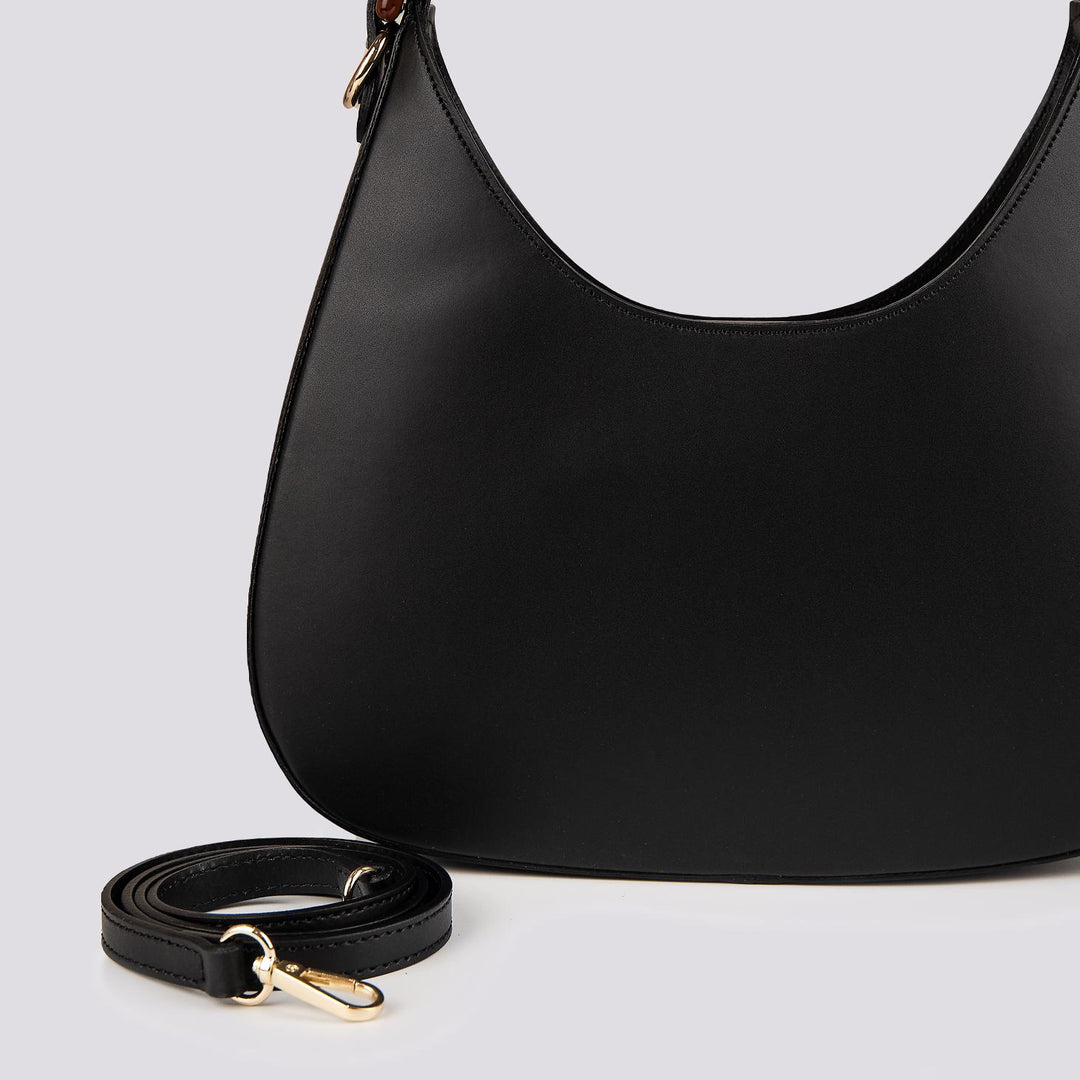 BORSA IN PELLE NERA CON MANICO IN OSSO "HALO" HALO NERO BIMOR 
