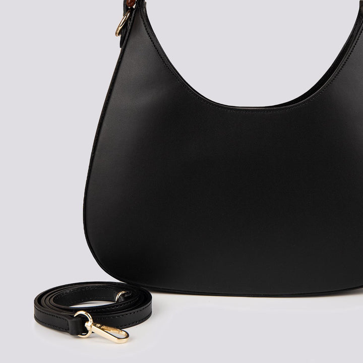 BORSA IN PELLE NERA CON MANICO IN OSSO "HALO" HALO NERO BIMOR 