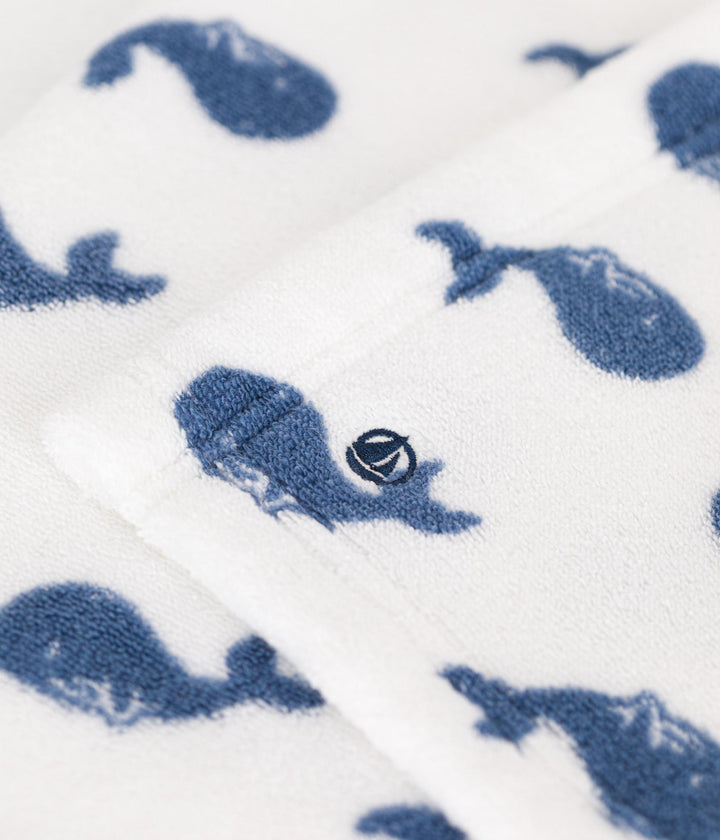 Mantellina da bagno in spugna con balena stampata neonato A0B0G 85 PETIT BATEAU 