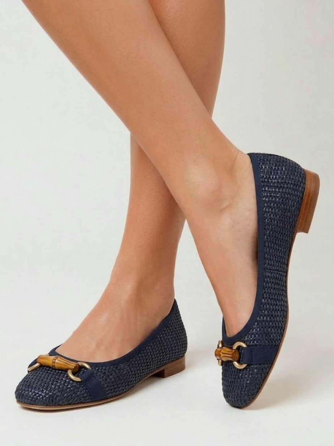 Ballerine rafia blu con dettaglio bambù 487563 134 ANDREA MORANDO 