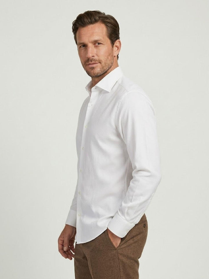 Camicia collo francese in cotone bianca slim PLATINO SPEC/SLIM 5041-00 ANDREA MORANDO 