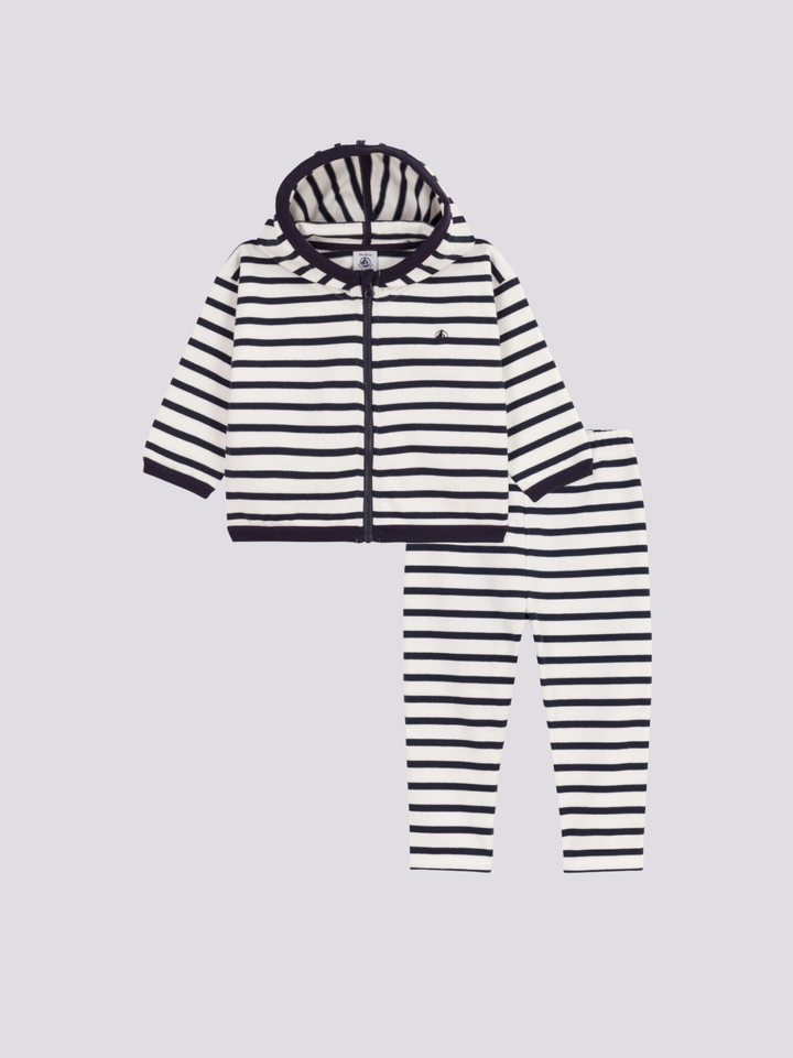 COMPLETO A RIGHE MARINIÈRE IN JERSEY SPESSO PER BEBÈ A08S5 02 PETIT BATEAU 