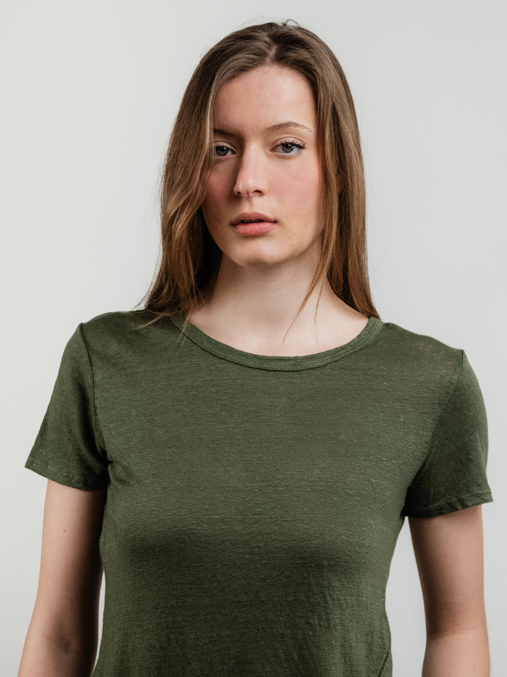 T-SHIRT VERDE MILITARE IN LINO 2944 MILITARE ANDREA MORANDO 