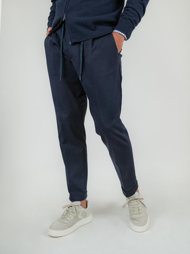 PANTALONE IN JERSEY BLU CON COULISSE F2W4CT00P001M 174 ANDREA MORANDO 
