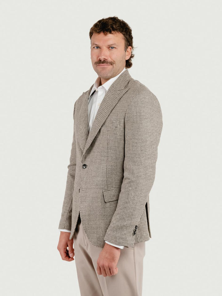 BLAZER MONOPETTO PIED DE POULE COLOR FANGO G012 613 ANDREA MORANDO 