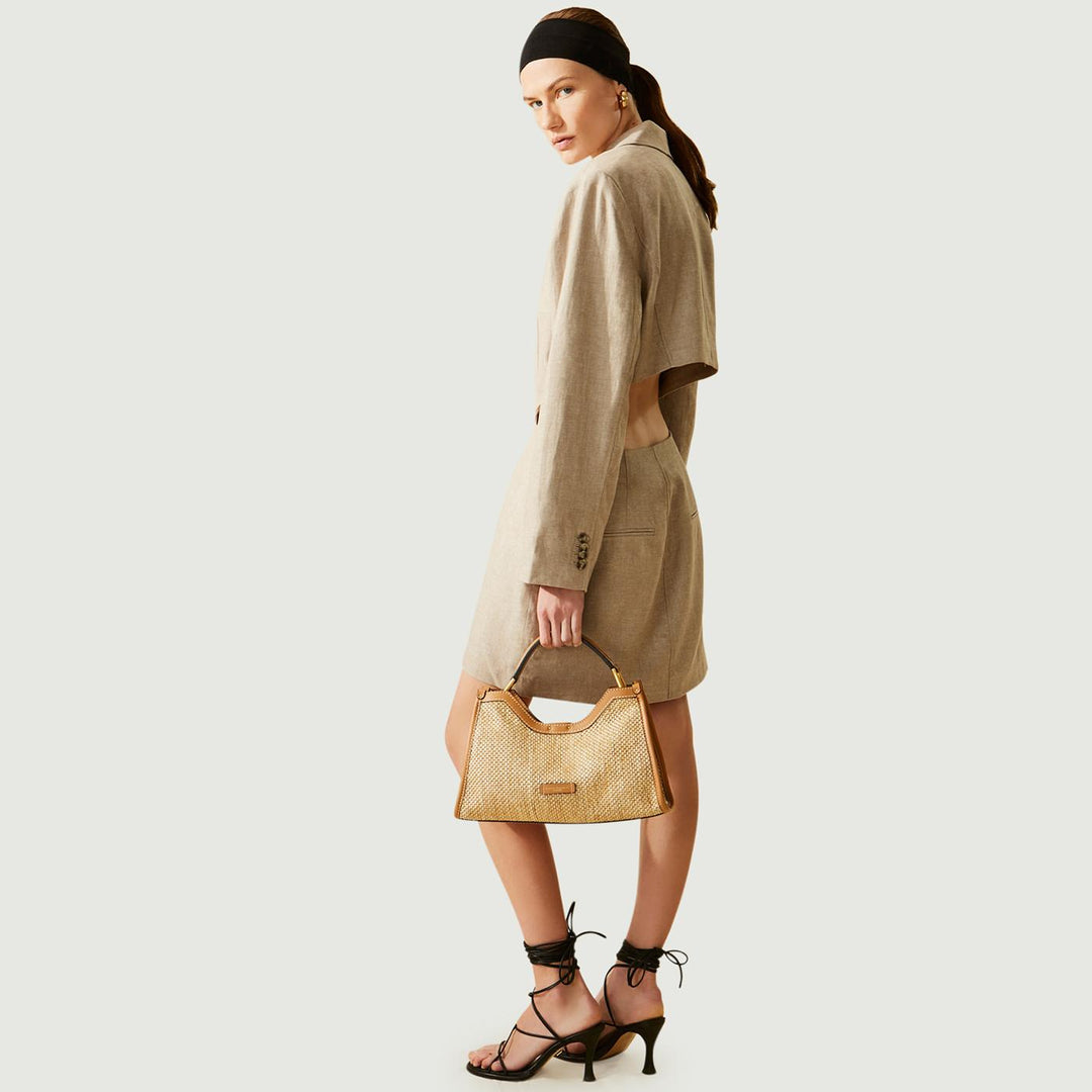 Borsa a spalla Aurora in paglia intrecciata BS 10835 BRICK-PL 11557 GIANNI CHIARINI 