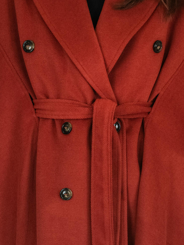 Cappotto mantella con frange mattone 9737CDH 56 ANDREA MORANDO 
