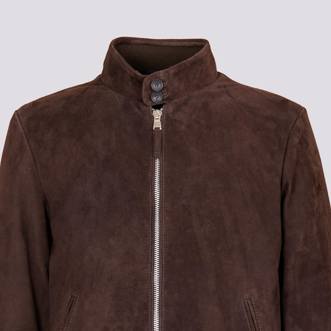 GIUBBOTTO IMBOTTITO IN CAMOSCIO MARRONE "ELVIS" ELVIS 06 JACK LEATHER 